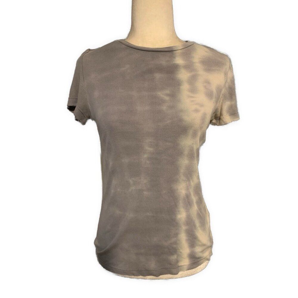 Treasure & Bond Gray Blue White Tie Dye Crew Neck Short Sleeve Top T Shirt Xs